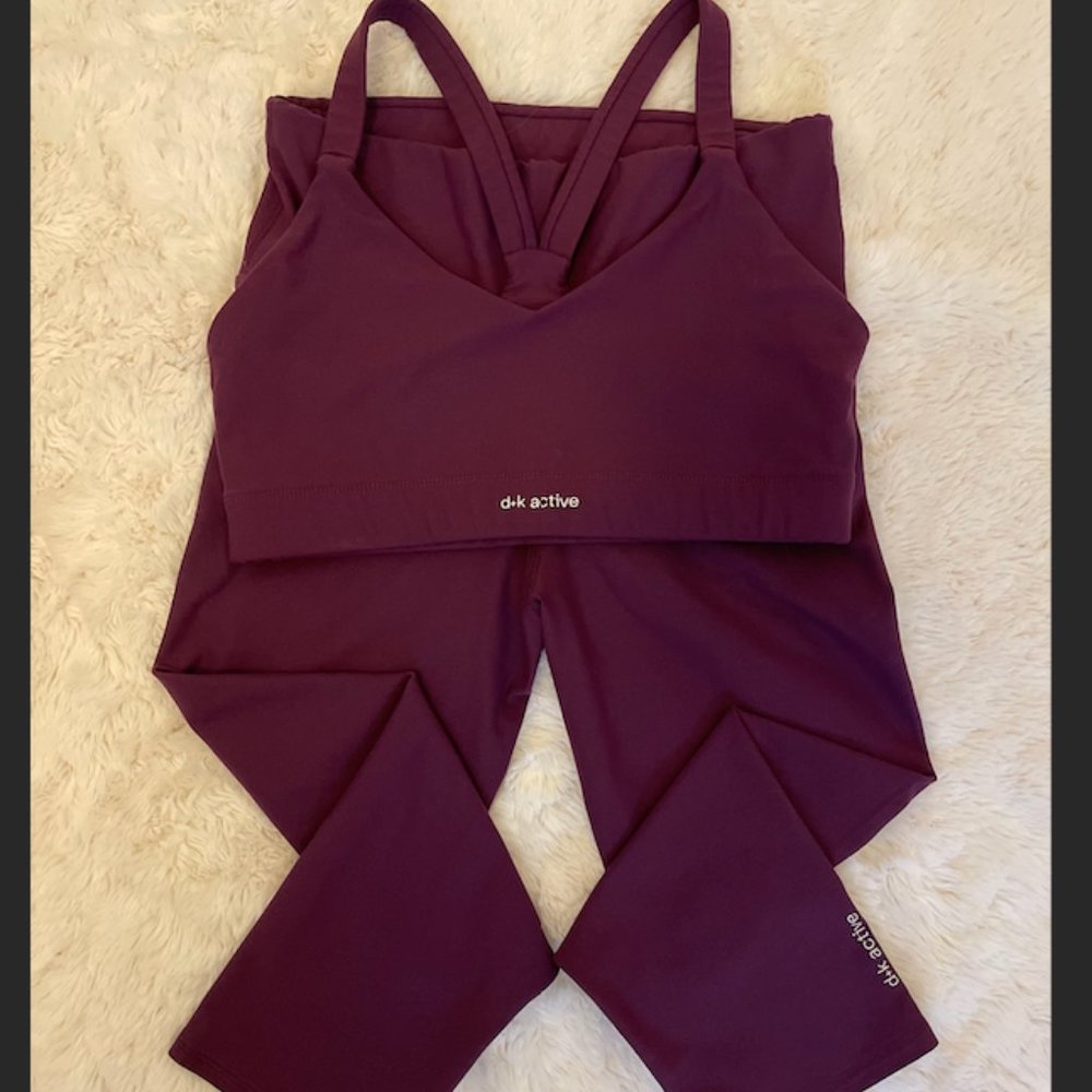dk Active: Dark Purple "Say Something Crop" w/ matching "Signature Midi"Leggings